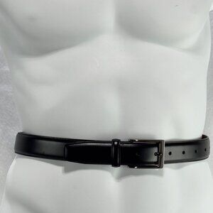 PENGUIN Munsingwear Mens Black Leather Belt Silver-Tone Buckle Size 30